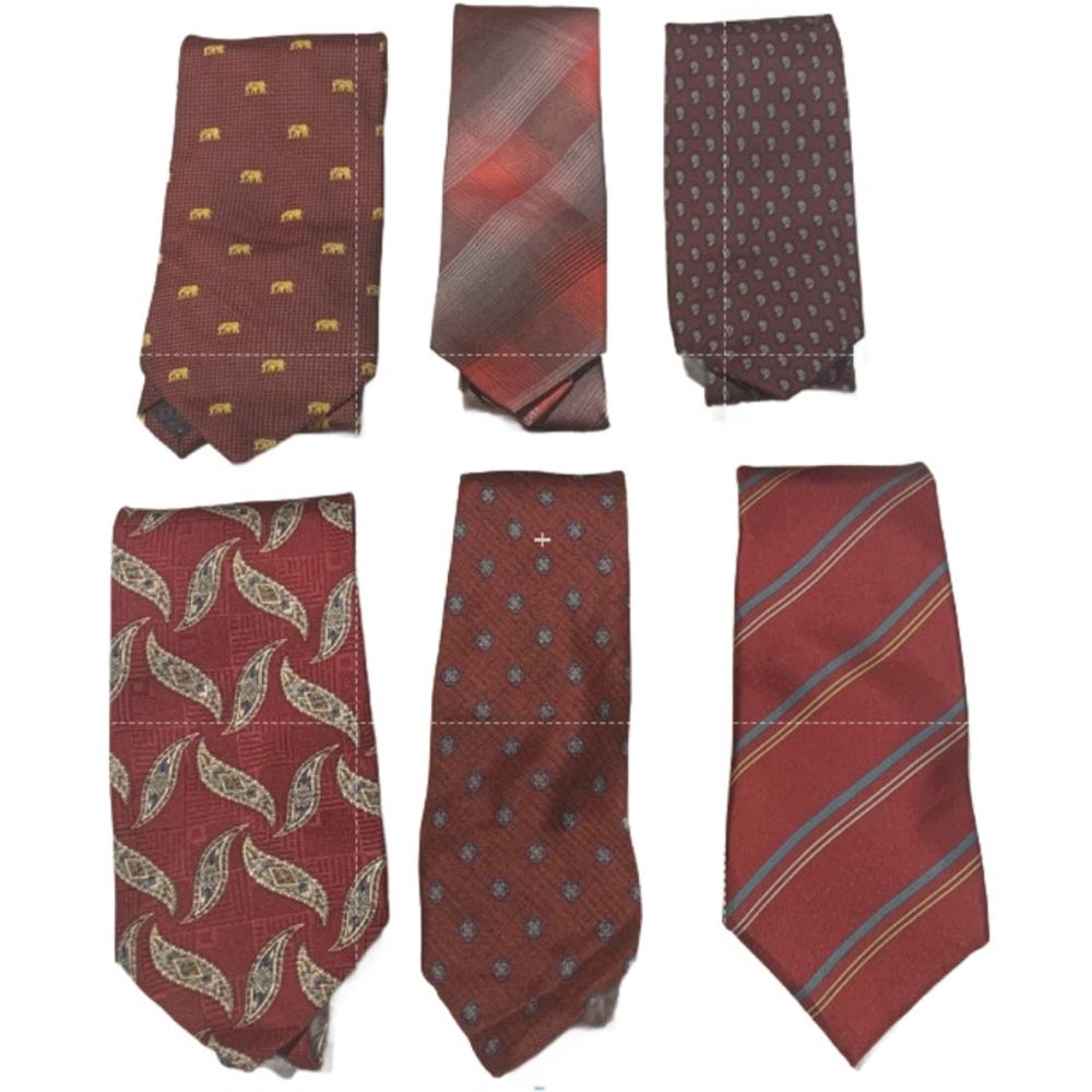 6 Wine Red Silver Gray Polka Dot Stripe Geometric Vintage & Newer Mens Neck Ties